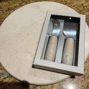 Crate & Barrel marble platter and marble cheese knives